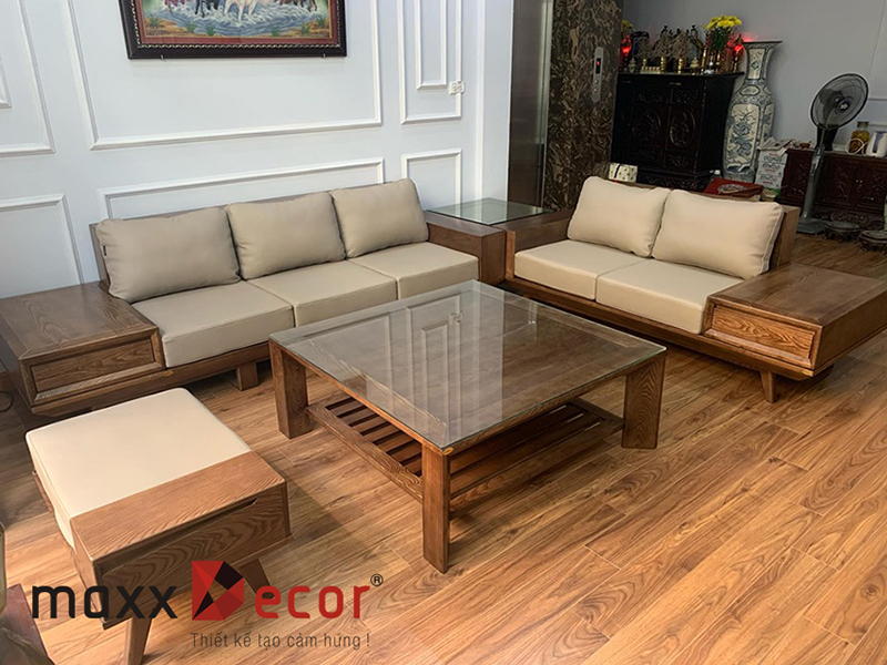 Sofa gỗ tự nhiên hiện đại tại Hà Nội