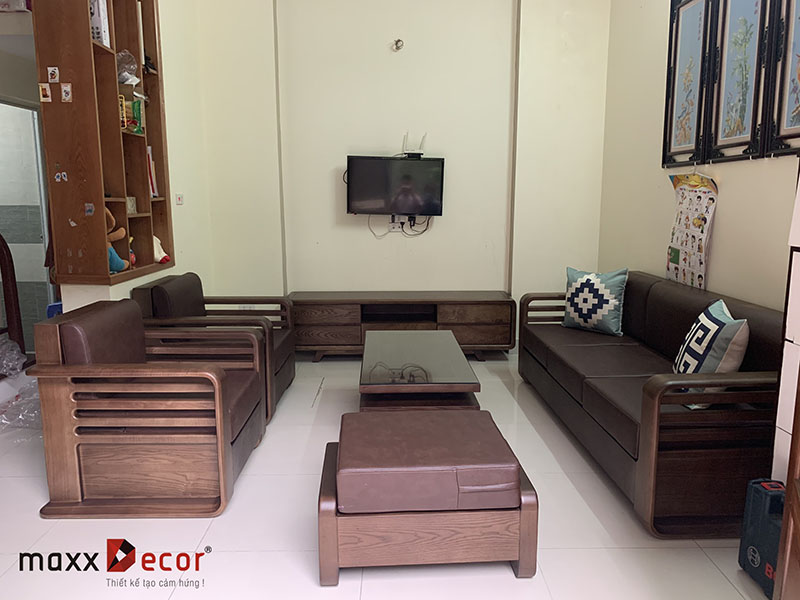 Sofa gỗ tự nhiên đẹp hiện đại tại nhà khách