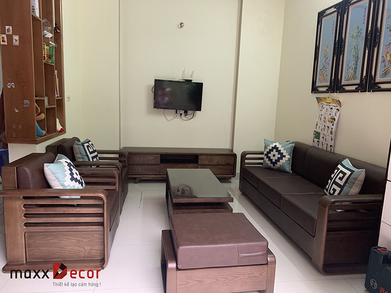 Sofa gỗ tự nhiên đẹp hiện đại tại nhà khách