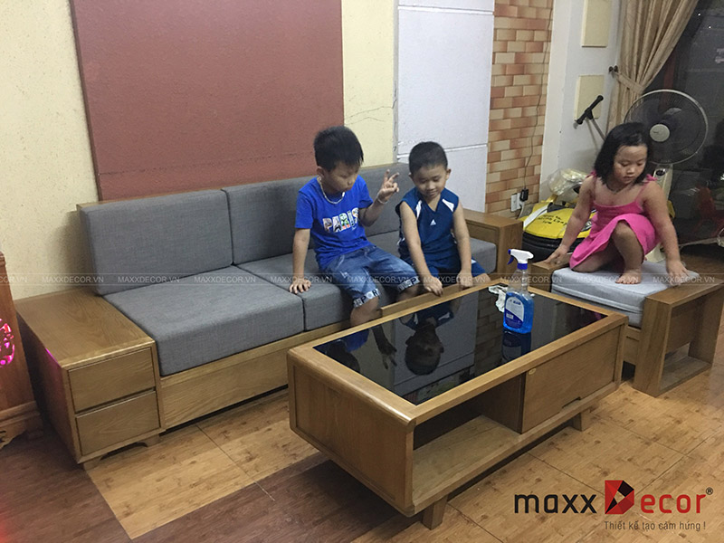 Bộ bàn ghế sofa gỗ phòng khách sang trọng