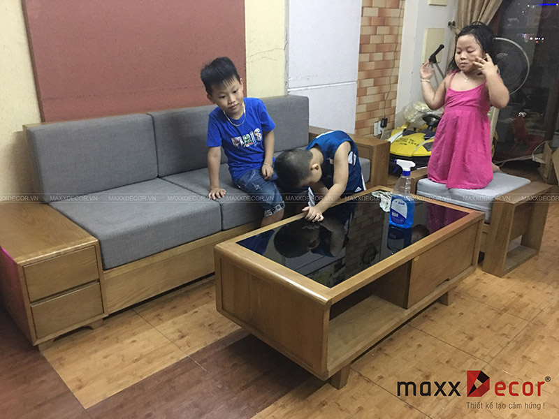 Bộ bàn ghế sofa gỗ phòng khách sang trọng