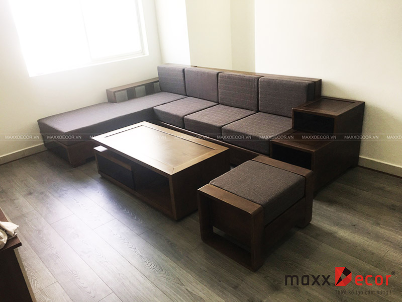 Bộ bàn ghế sofa gỗ phòng khách sang trọng