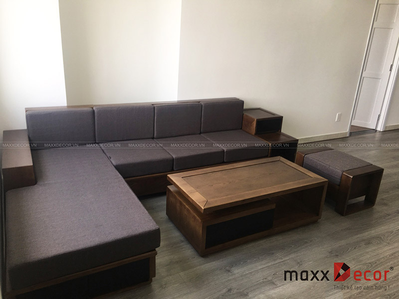 Bộ bàn ghế sofa gỗ phòng khách sang trọng