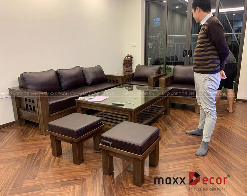Bộ bàn ghế sofa gỗ phòng khách sang trọng