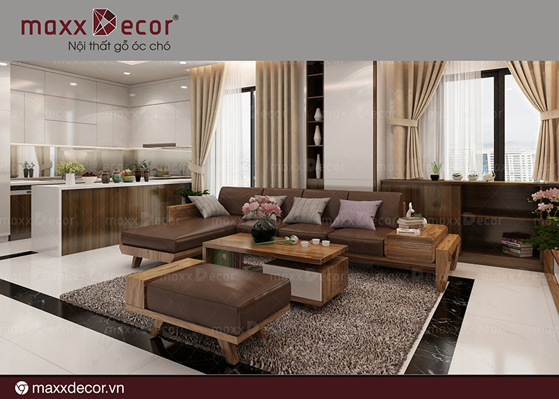 bàn ghế sofa gỗ óc chó cao cấp