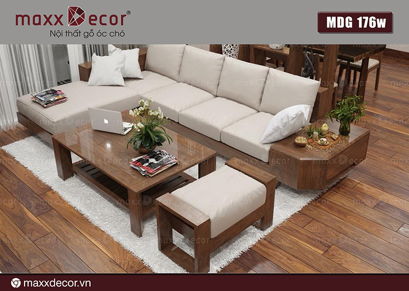sofa gỗ óc chó mdg 176w