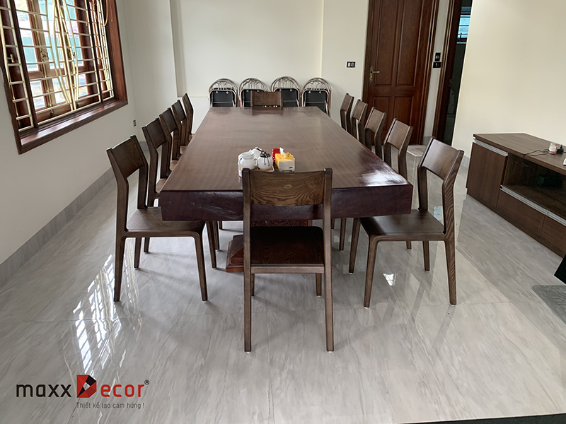 Bộ àn ghế ăn gỗ tự nhiên đẹp hiện đại tại nhà khách