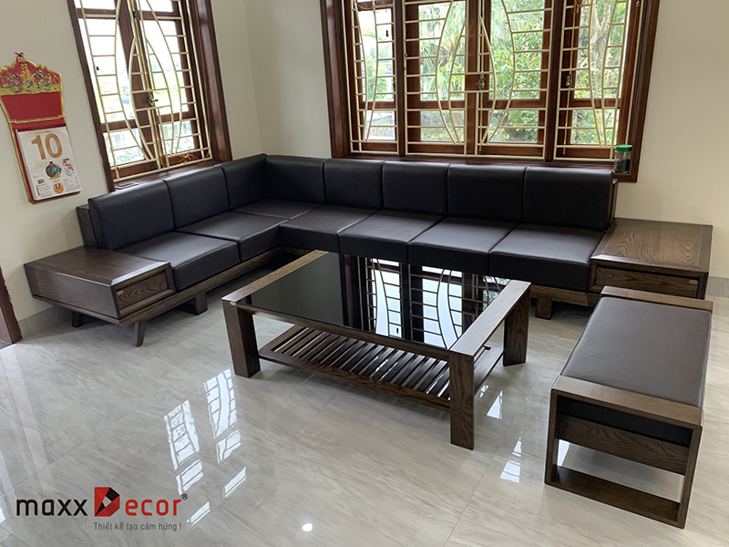 Sofa gỗ tự nhiên đẹp hiện đại tại nhà khách