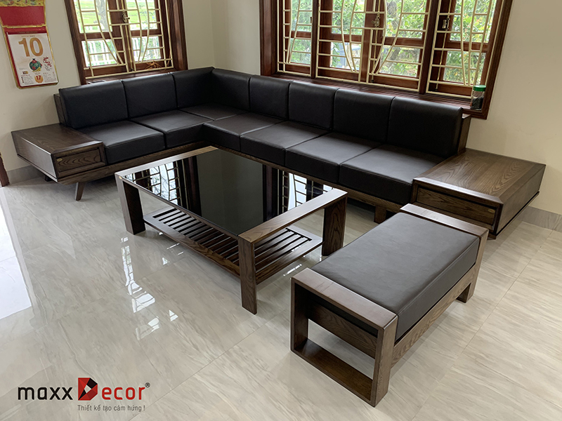 Sofa gỗ tự nhiên đẹp hiện đại tại nhà khách