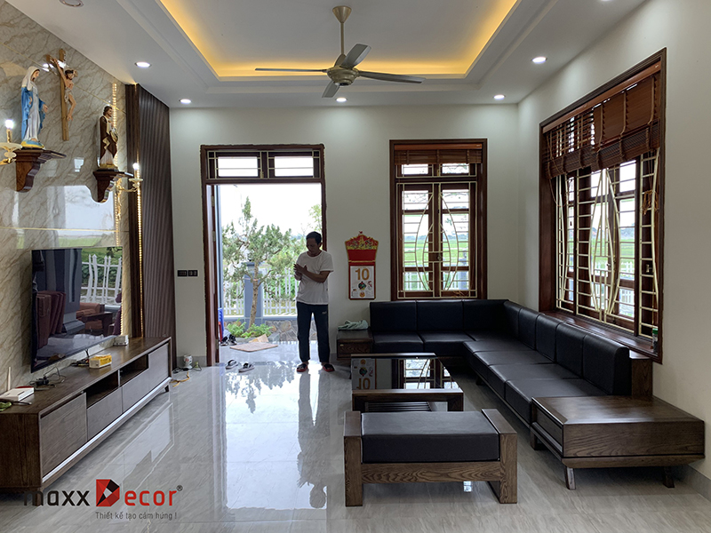 Sofa gỗ tự nhiên đẹp hiện đại tại nhà khách
