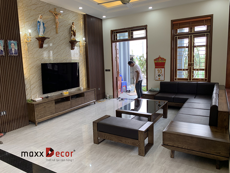 Sofa gỗ tự nhiên đẹp hiện đại tại nhà khách