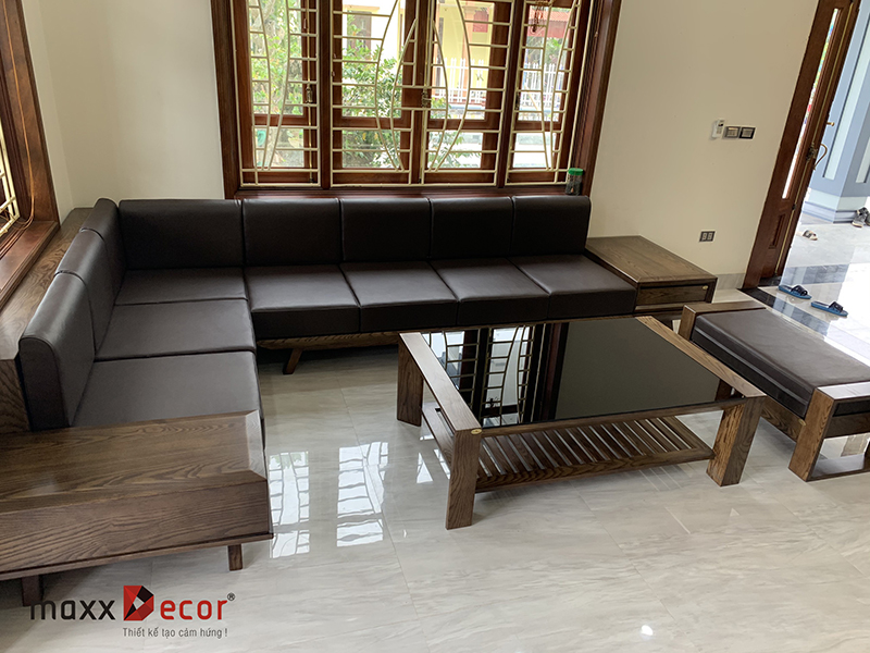 Sofa gỗ tự nhiên đẹp hiện đại tại nhà khách