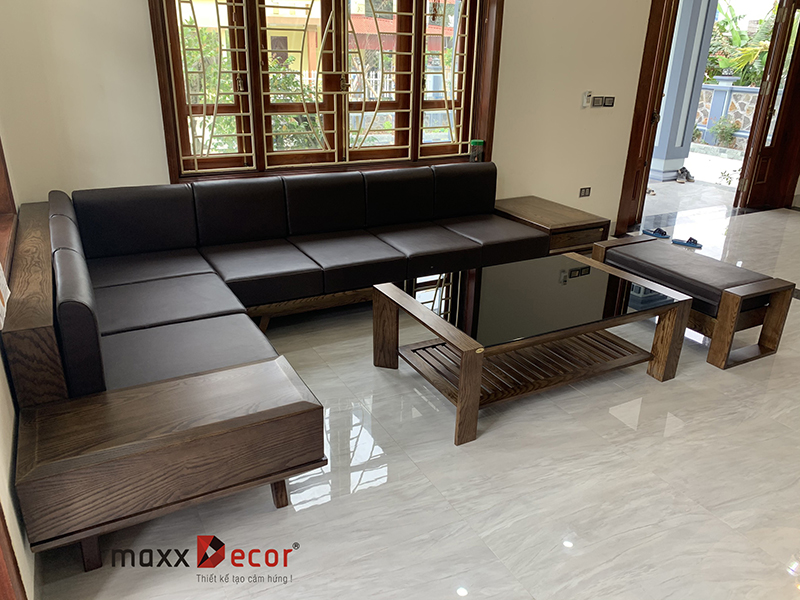 Sofa gỗ tự nhiên đẹp hiện đại tại nhà khách