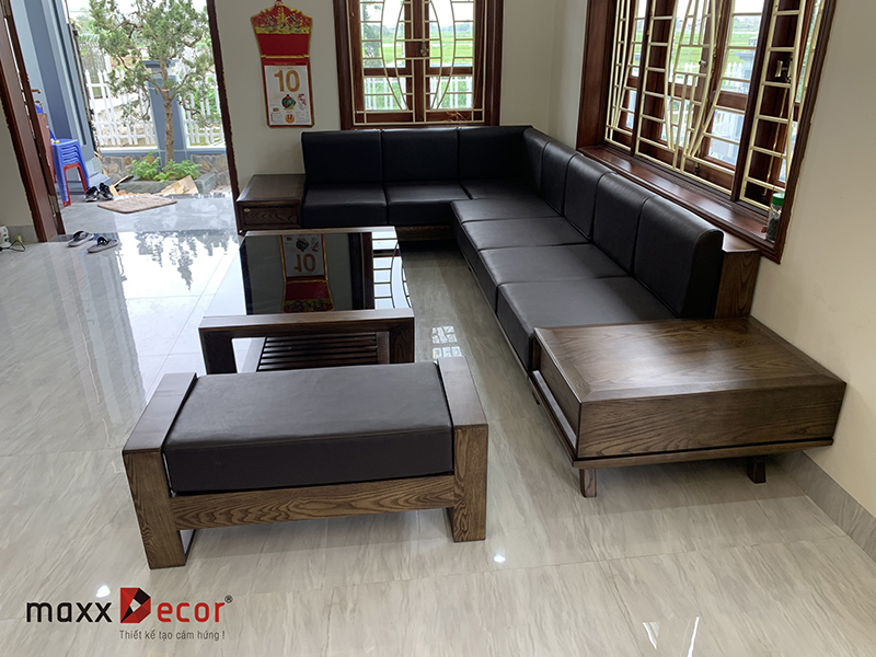 Sofa gỗ tự nhiên đẹp hiện đại tại nhà khách