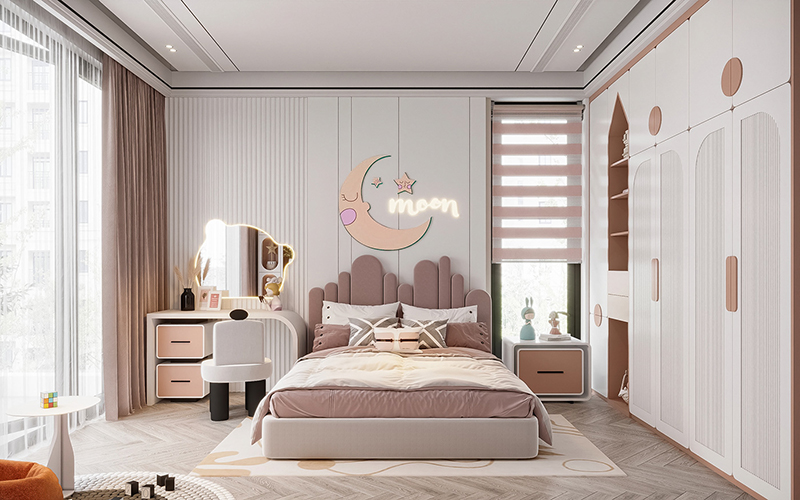 thiết kế nội thất phòng ngủ cho bé gái siêu dễ thương