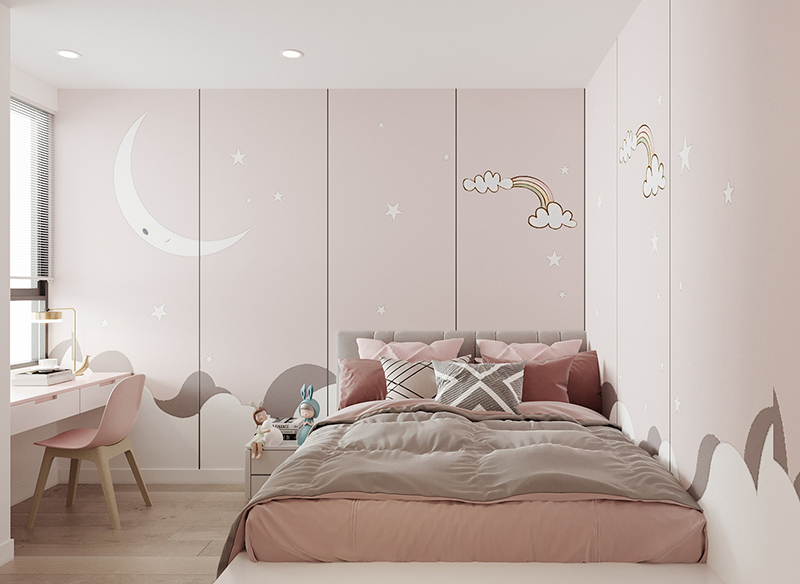 thiết kế nội thất phòng ngủ cho bé gái siêu dễ thương