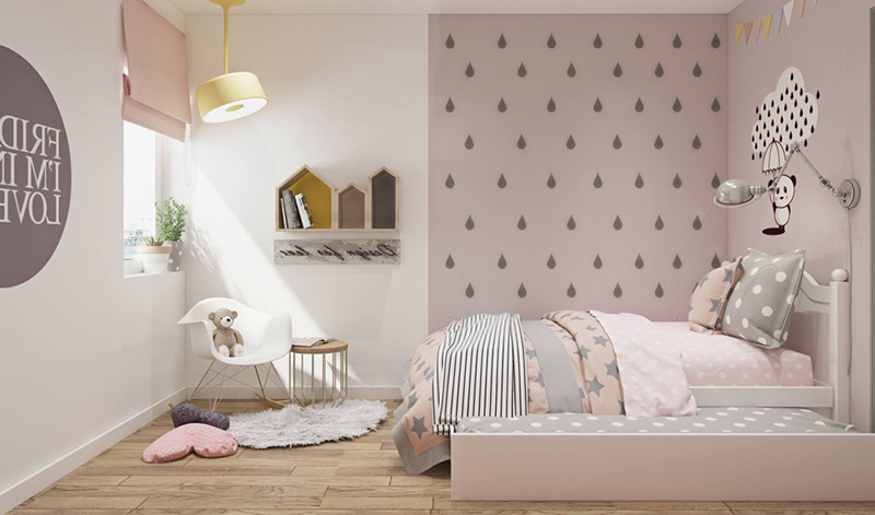 thiết kế nội thất phòng ngủ cho bé gái siêu dễ thương