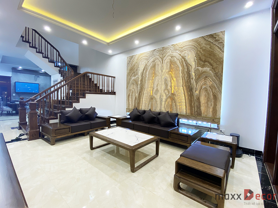 Hoàn thiện nội thất gỗ tự nhiên biệt thự tại Hà Nội