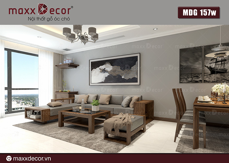 sofa gỗ óc chó hiện đại mdg 157w